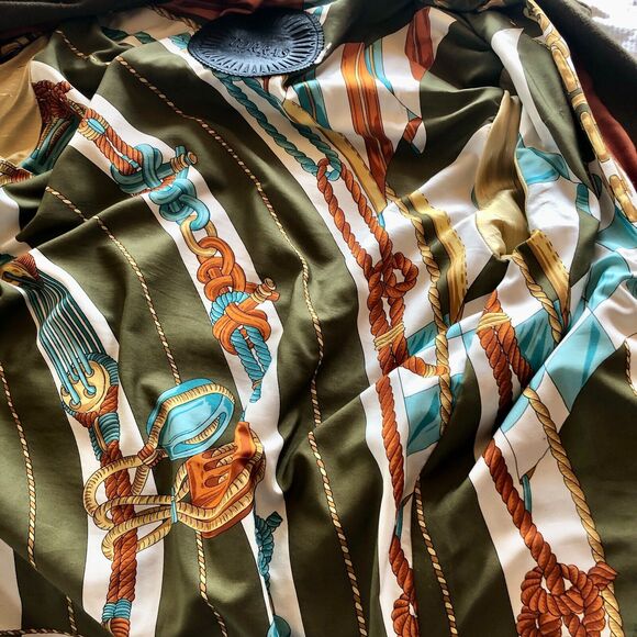 Torras Spain Vintage 80s Jacket Green Suede Gold Navy Knit Chain Link - Picture 4 of 14